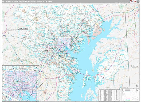 Baltimore-Columbia-Towson, MD Metro Area Wall Map